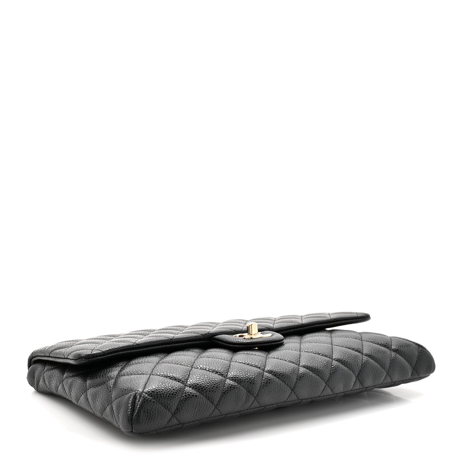 Caviar Quilted Flap Clutch Black