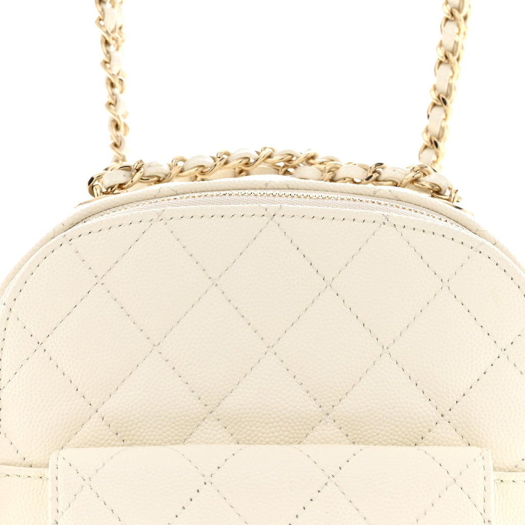 Caviar Quilted Small CC Day Backpack White