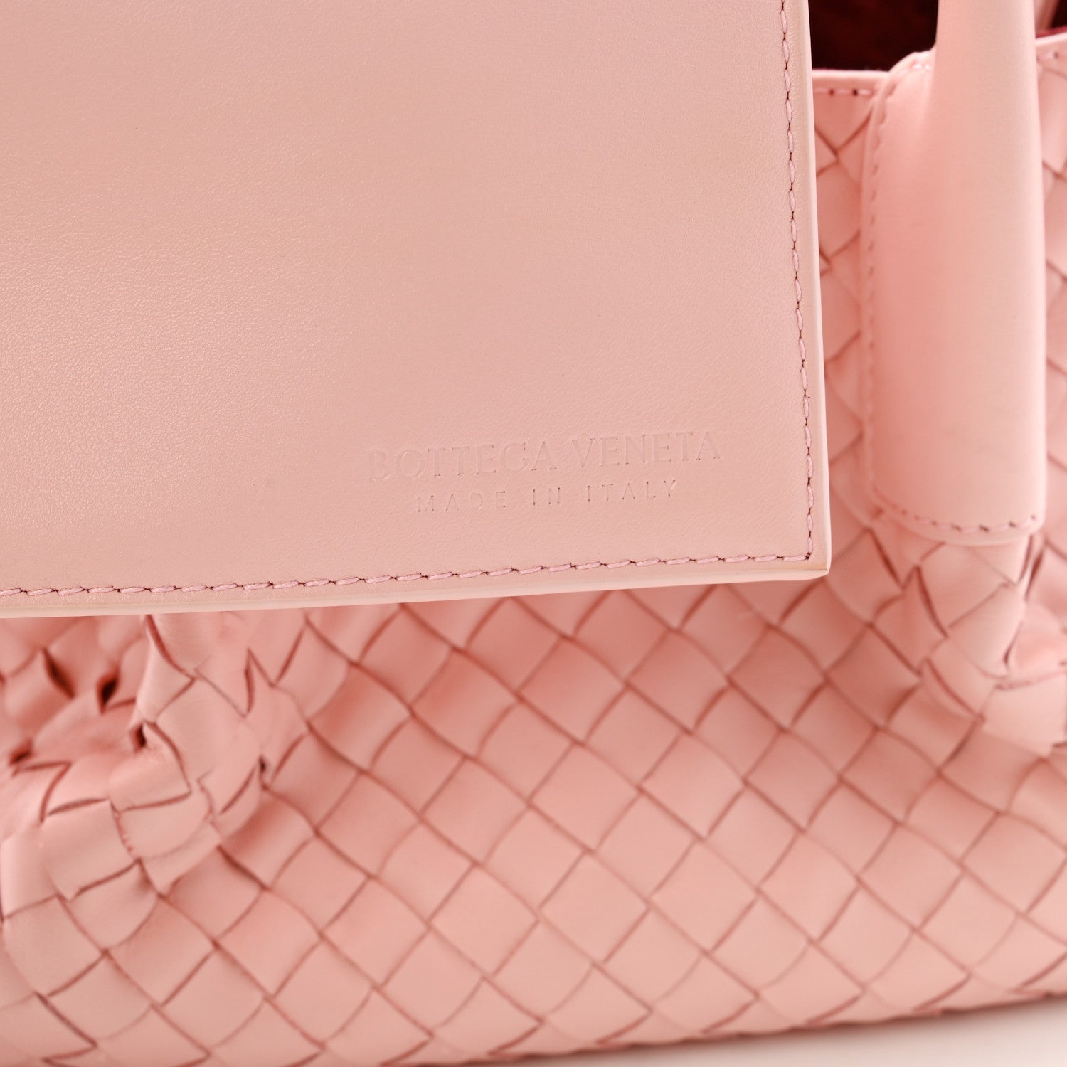 Calfskin Intrecciato Small Pinacoteca Tote Rose Barolo