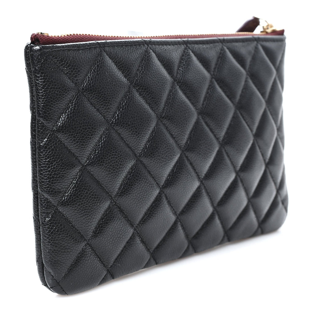 Caviar Quilted Small Zipped Pouch Black