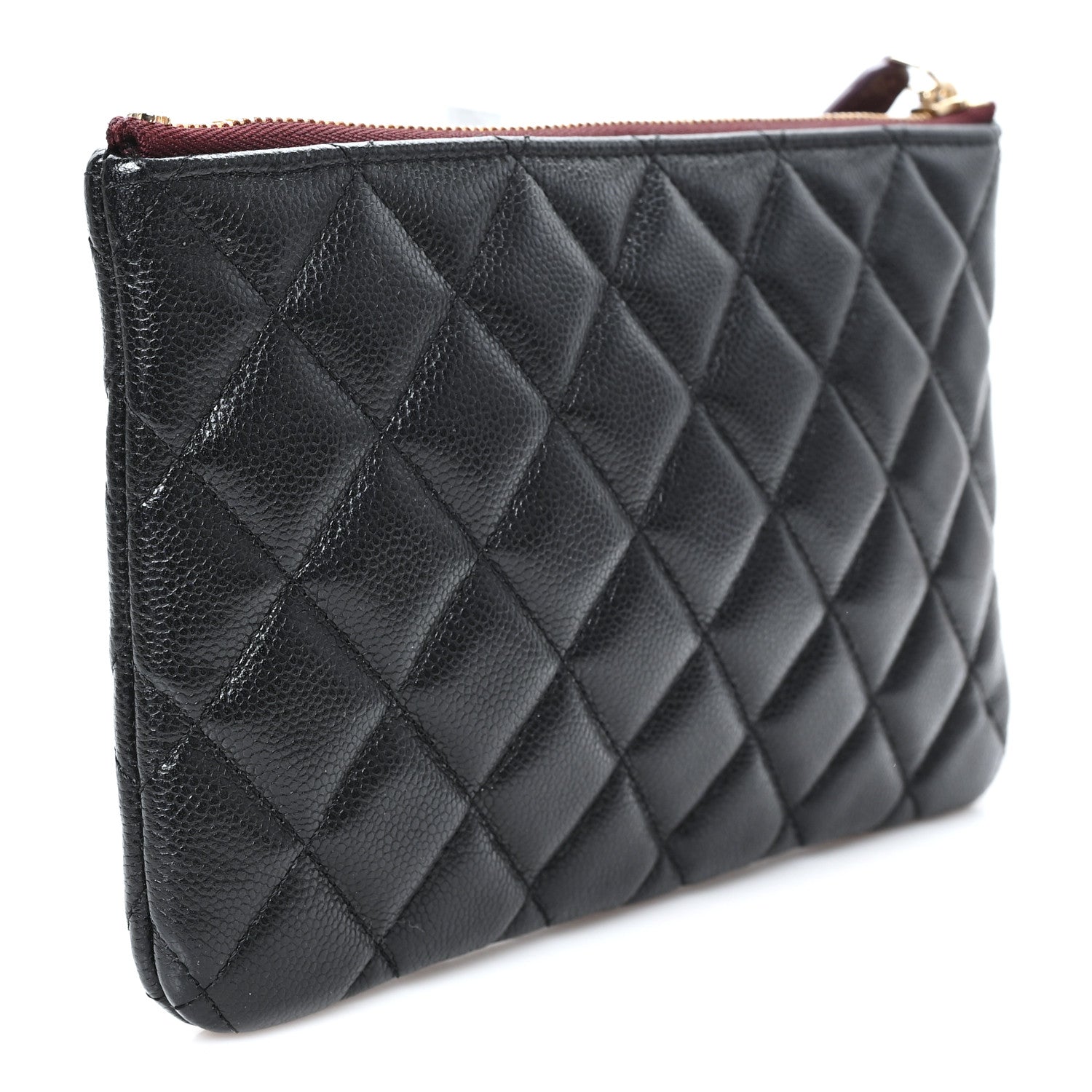 Caviar Quilted Small Zipped Pouch Black