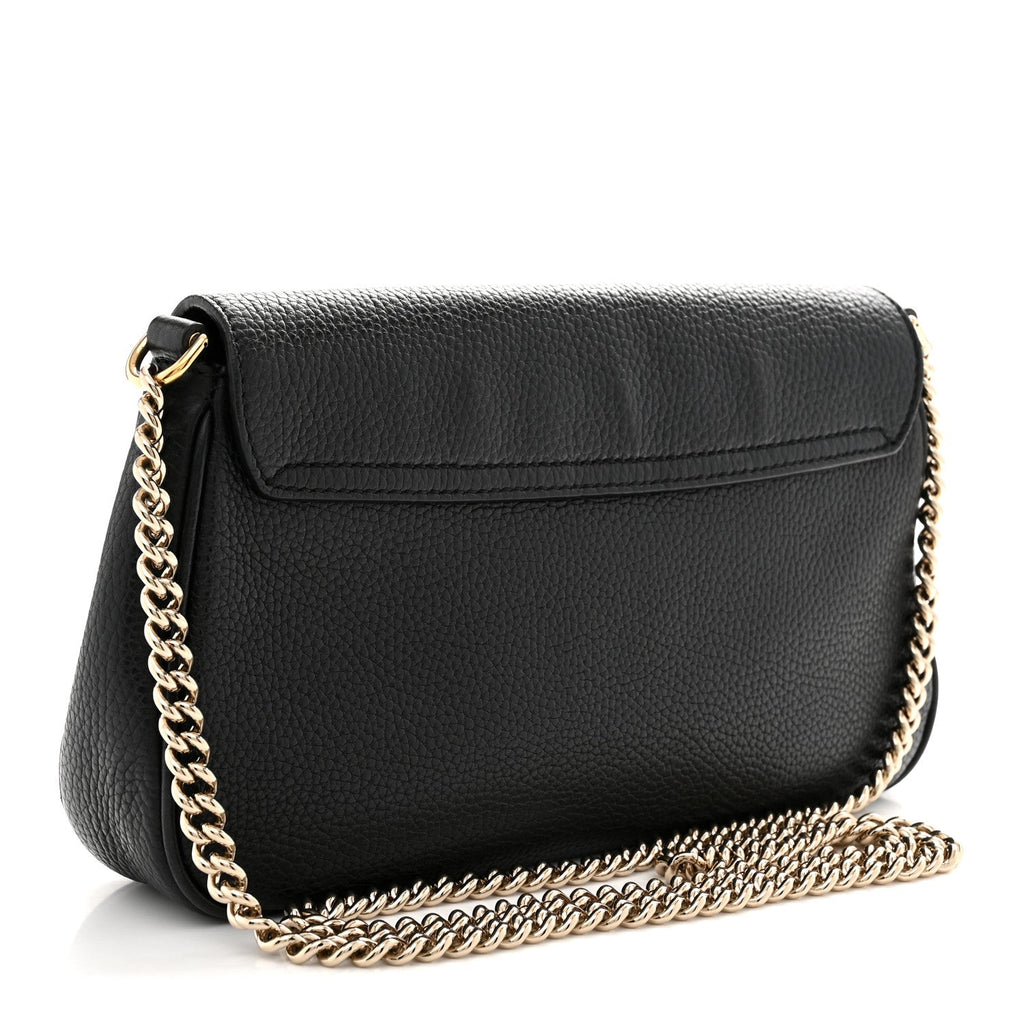 Pebbled Calfskin Medium Soho Flap Crossbody Black