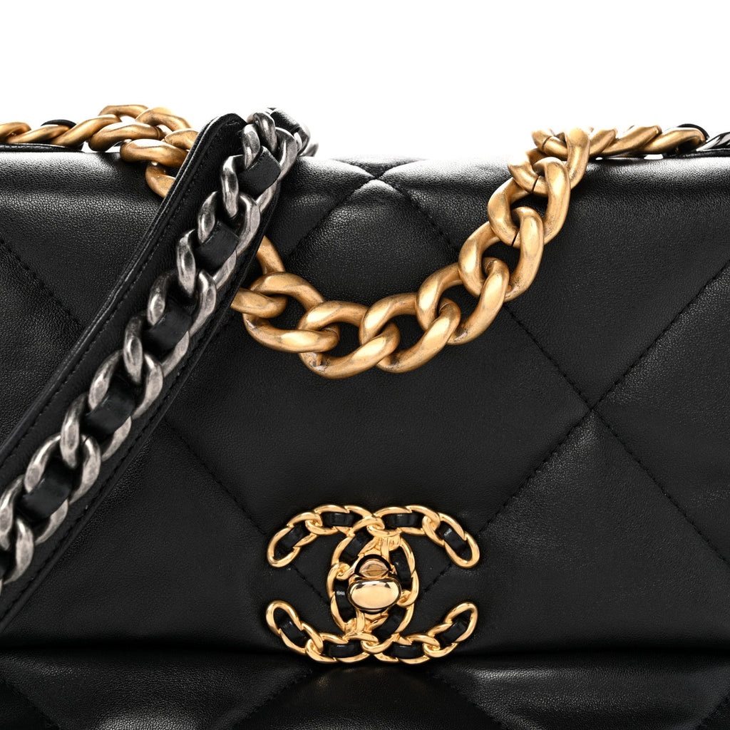 Goatskin Quilted Medium Chanel 19 Flap Black