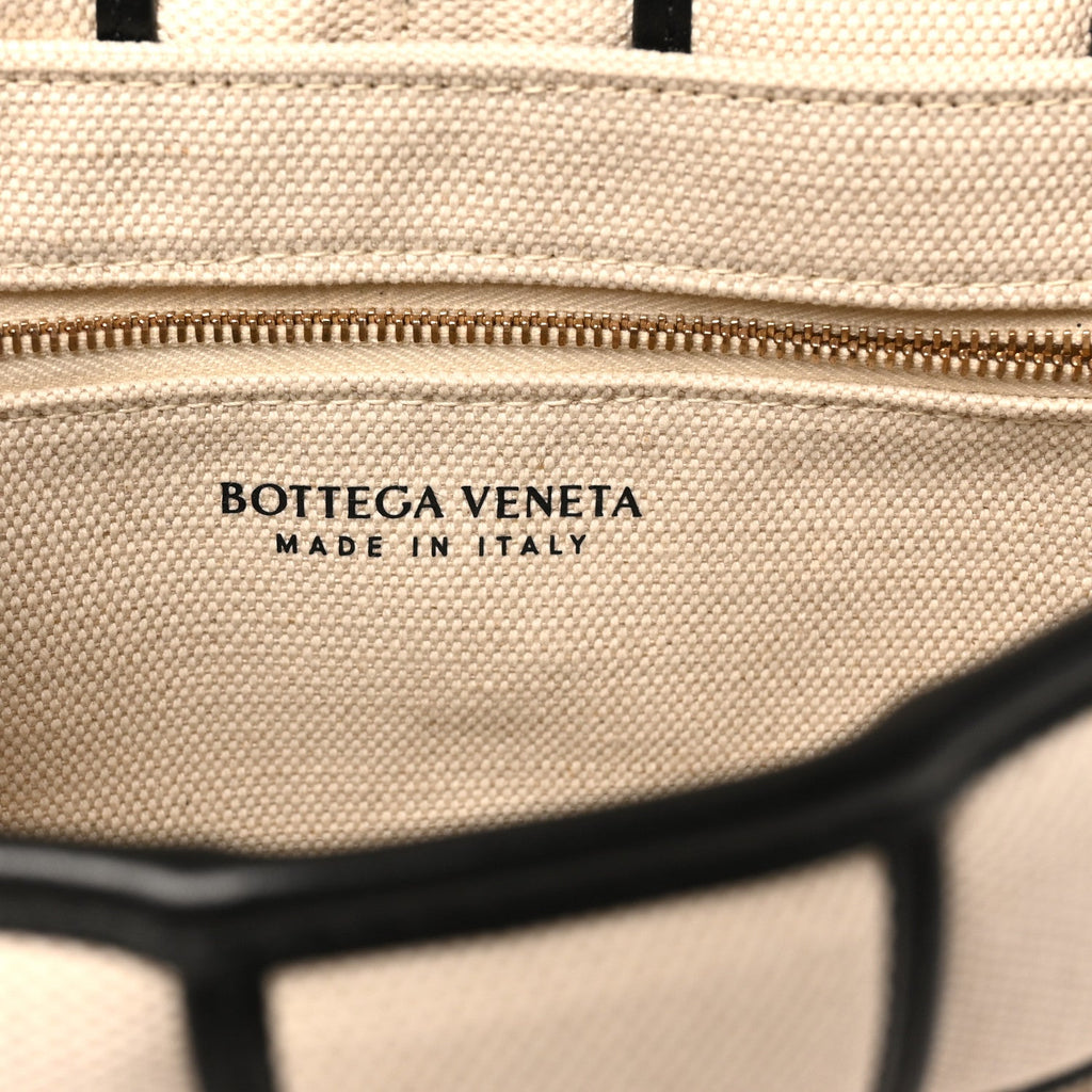 Canvas Intrecciato Padded Cassette Crossbody Bag Natural Black