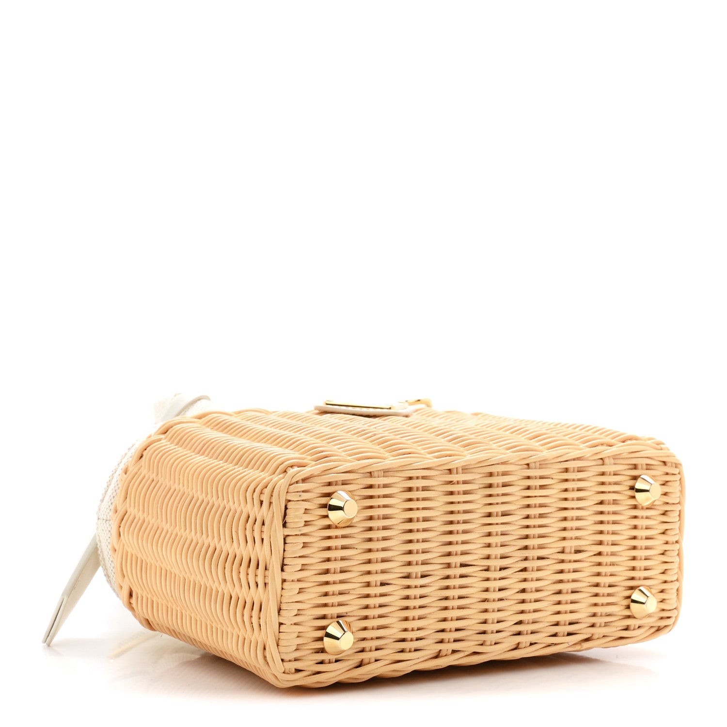 Wicker Canvas Mini Tote Naturale White