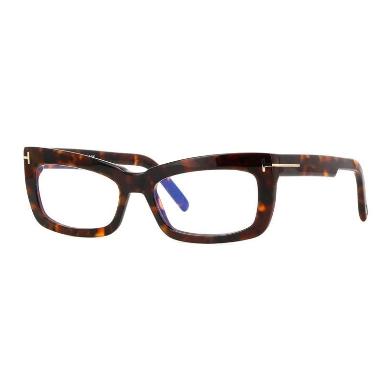 Tom Ford Eyeglasses Rectangle Full Rim, Shiny Black Frame and Clear Blue Light Block Lenses Lens FT5966-B001