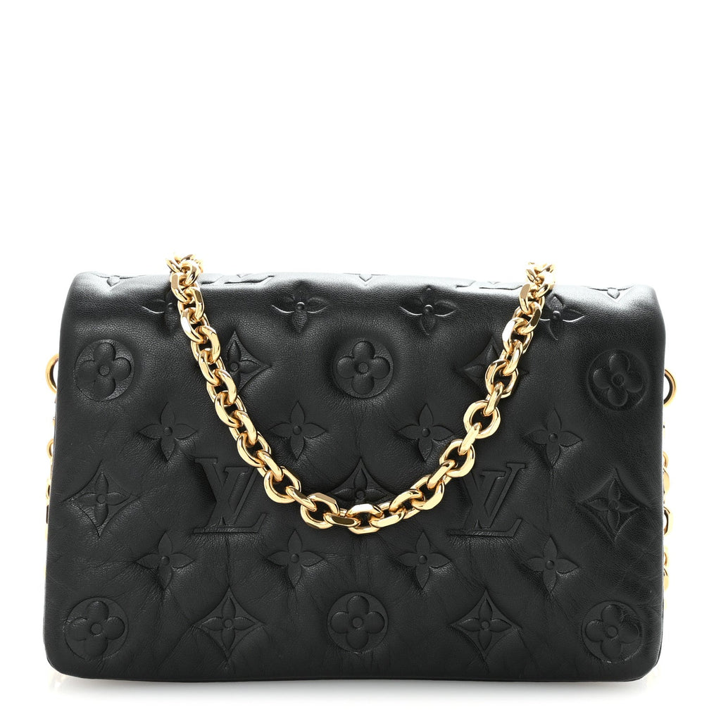 Lambskin Embossed Monogram Pochette Coussin Black
