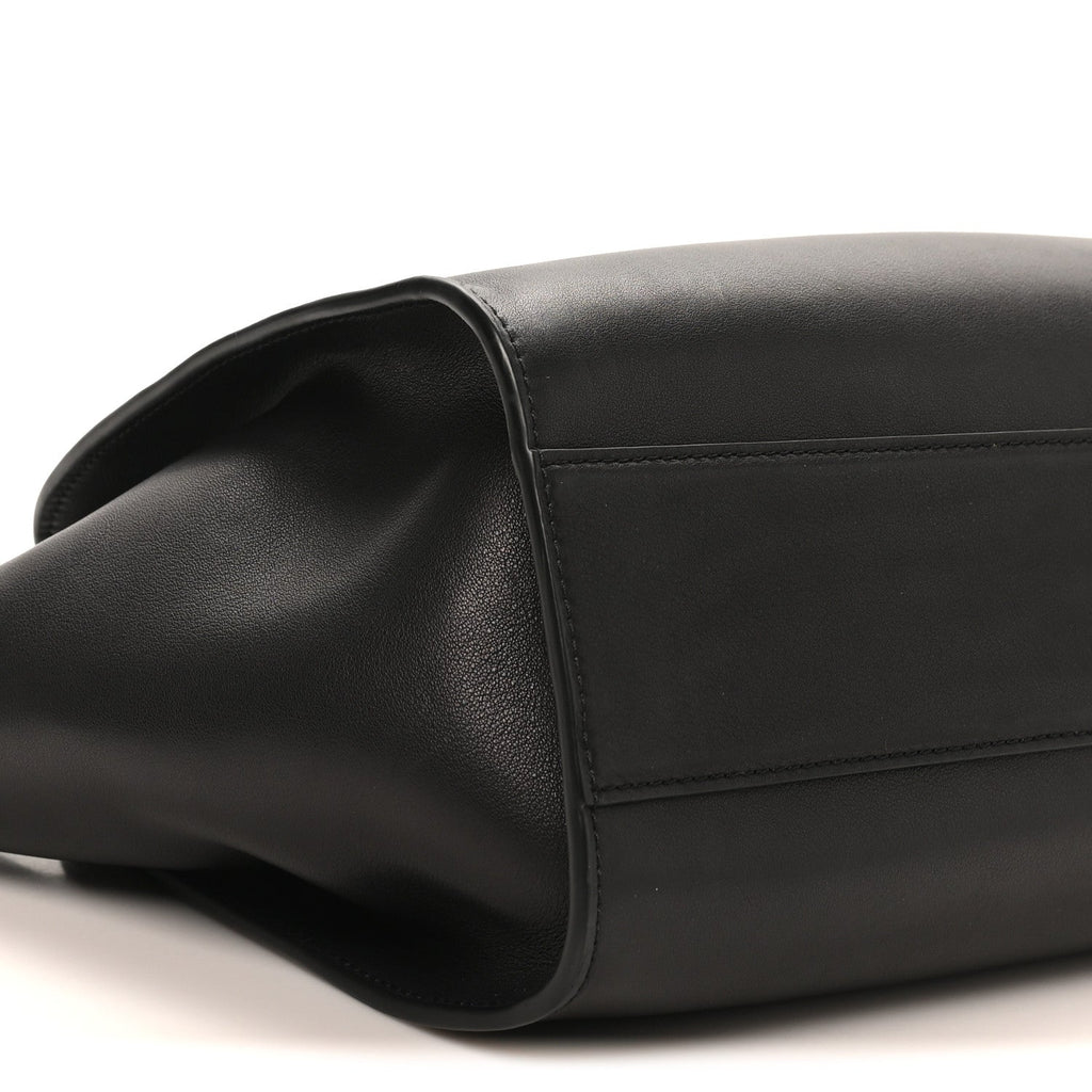 Polished Saddle Calfskin Marlo 12 Tote Bag Black