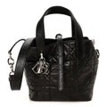 Crinkled Calfskin Macrocannage Small Toujours Vertical Tote Black