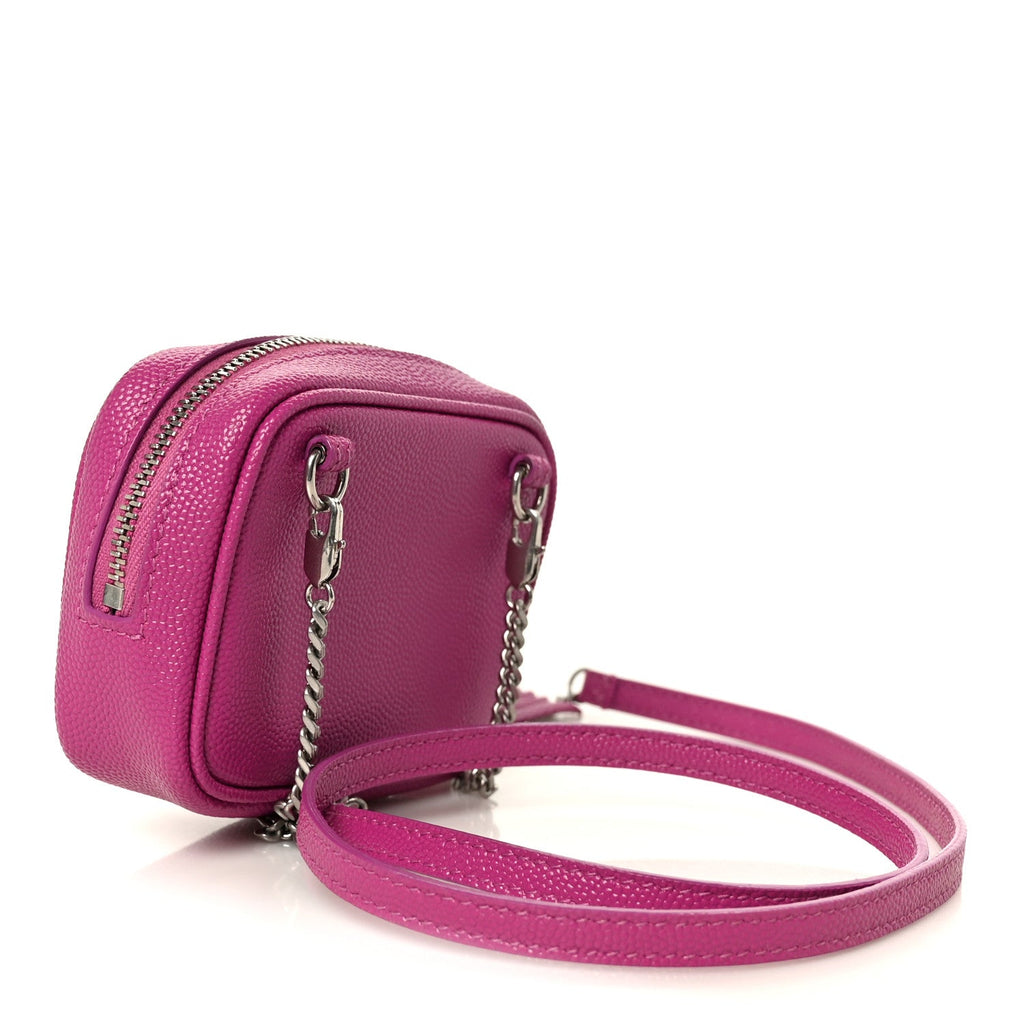 Grain De Poudre Matelasse Monogram Baby Lou Camera Bag Electric Fuxia