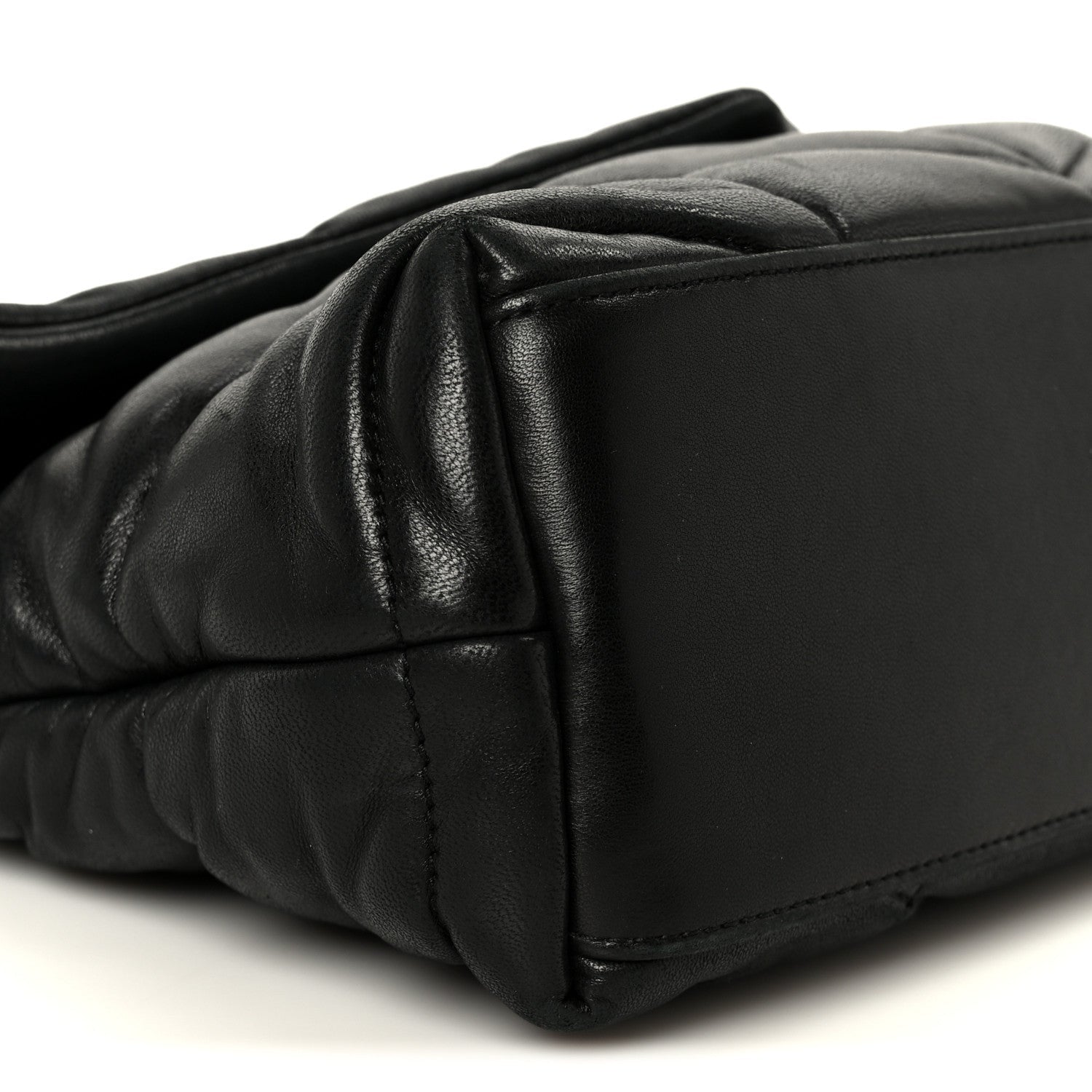 Lambskin Quilted Monogram Monochrome Small Loulou Puffer Chain Satchel Black