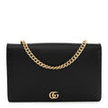 Calfskin Mini GG Marmont Chain Wallet Black