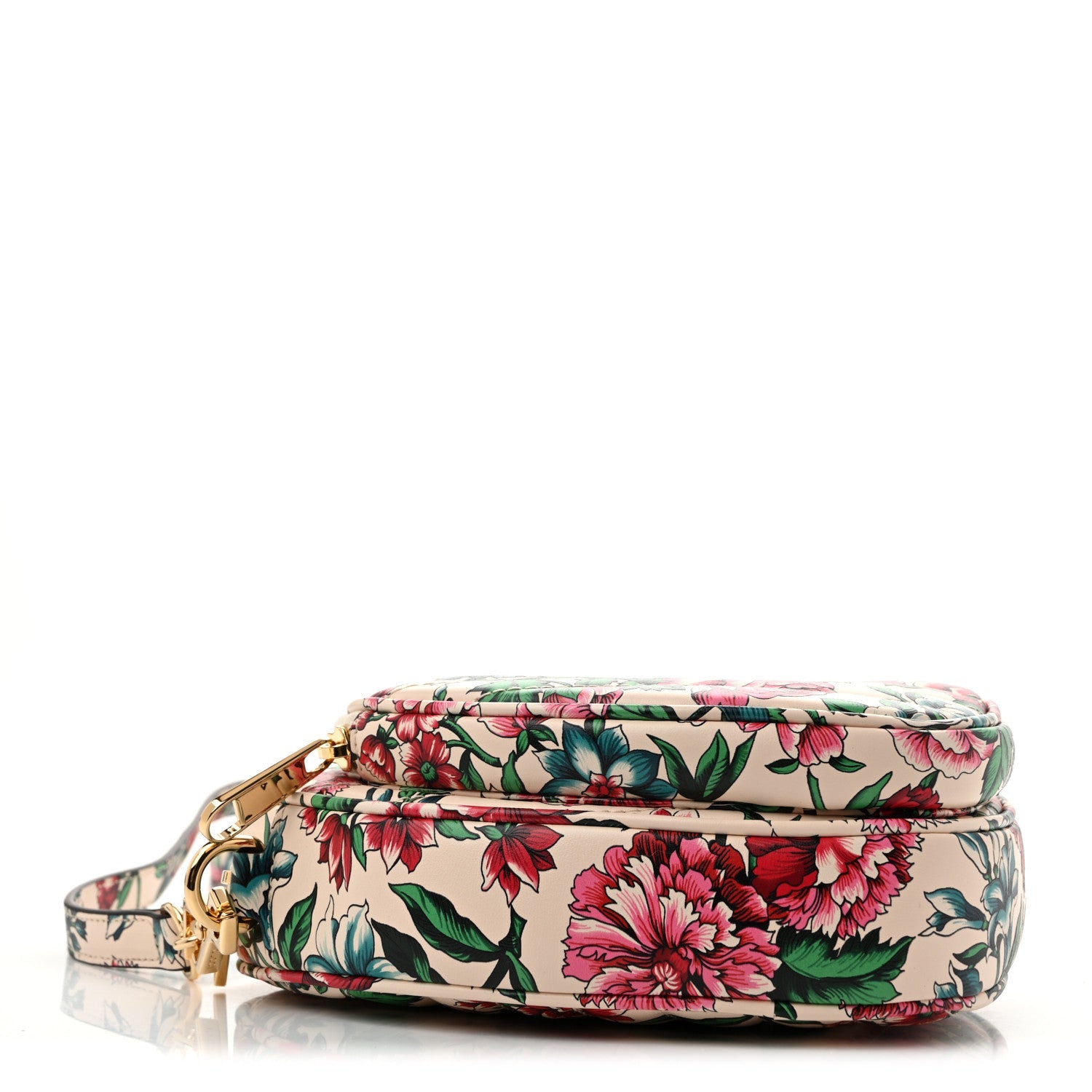 Calfskin Brit Roses Print Matelasse Diagonal Mini Interlocking G Heart Shoulder Bag Multicolor