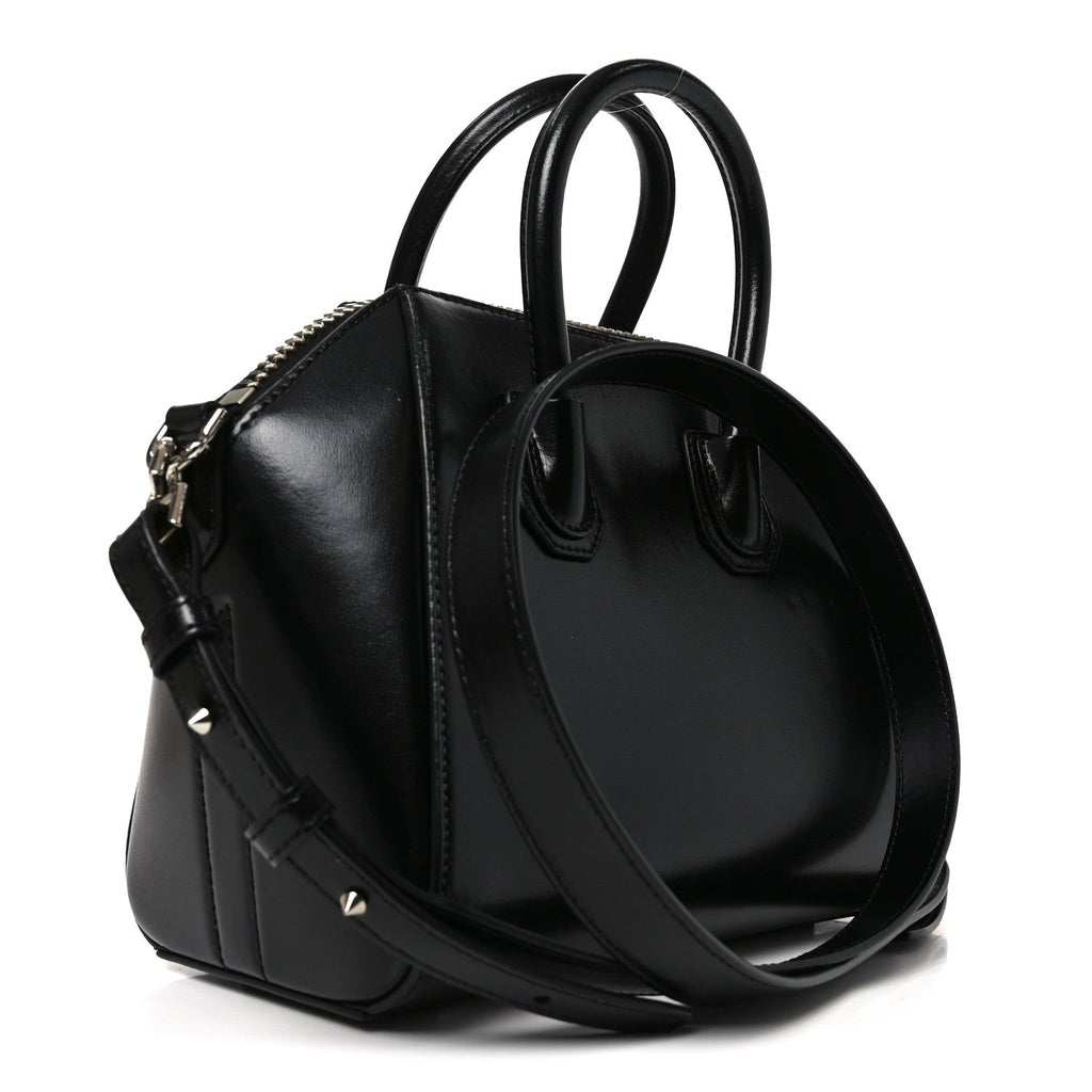 Shiny Lord Calfskin Mini Antigona Black