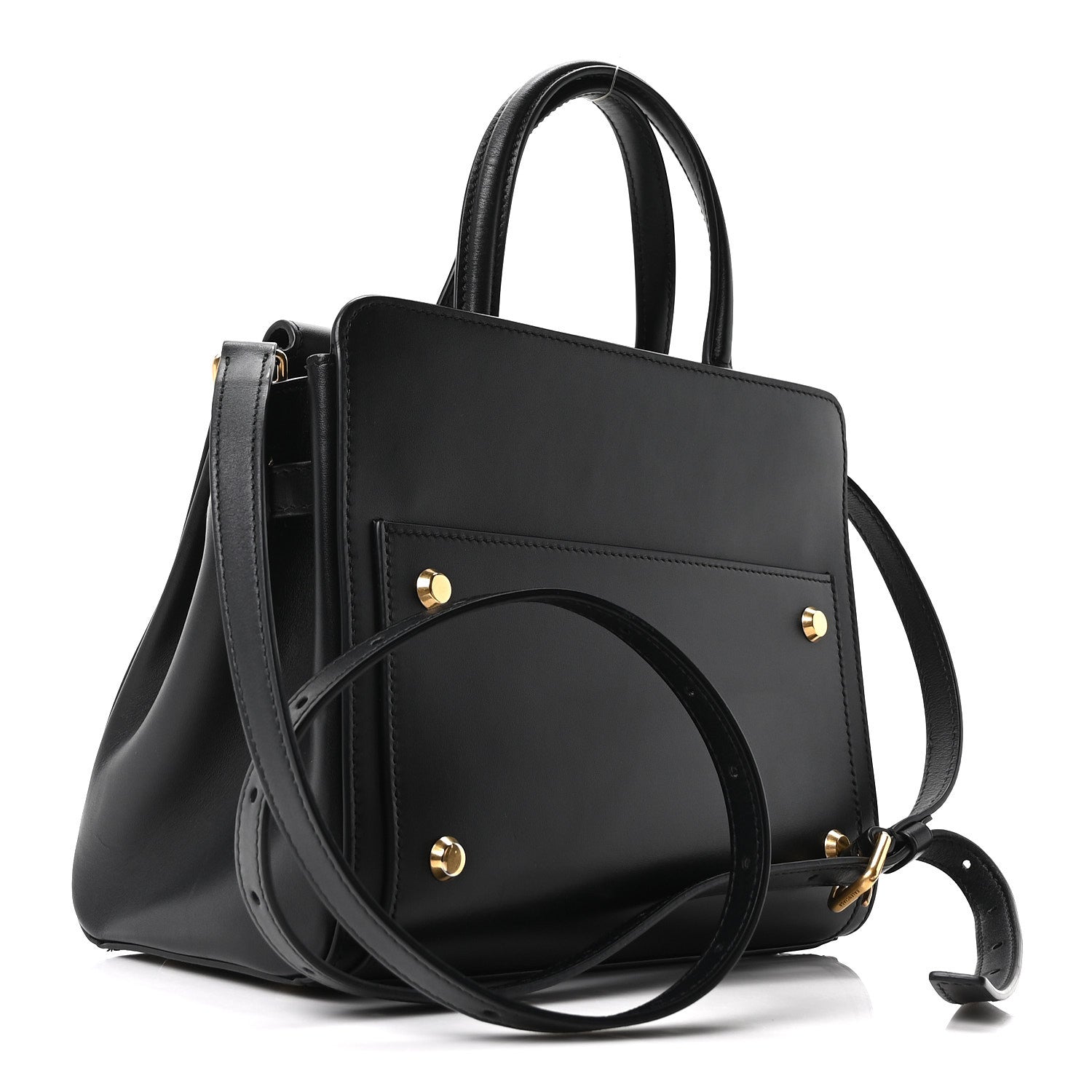 Shiny Box Calfskin Small Money Tote Black