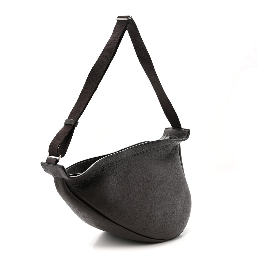 Grained Calfskin Large Slouchy Banana Bag Brunette