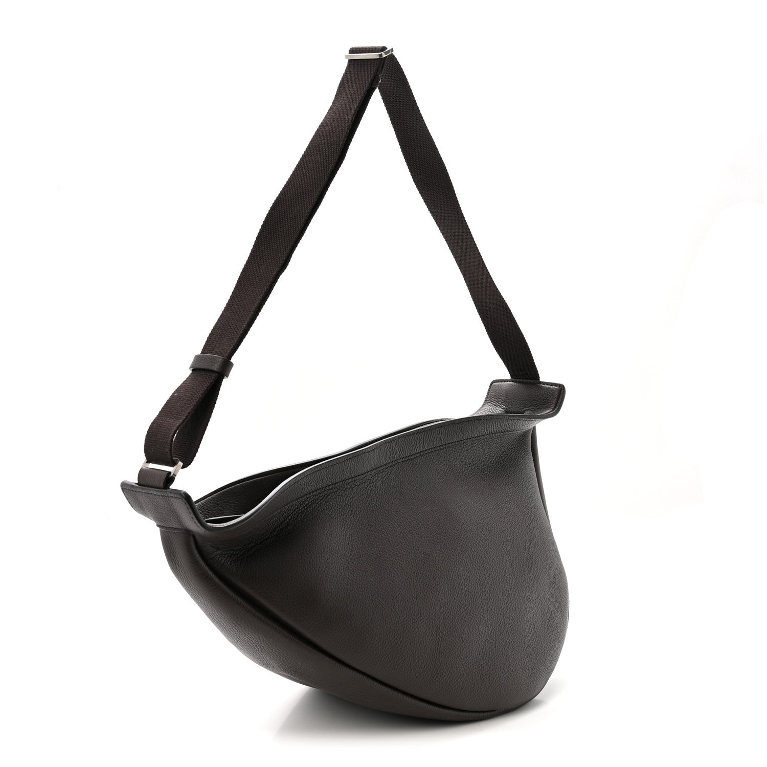 Grained Calfskin Large Slouchy Banana Bag Brunette