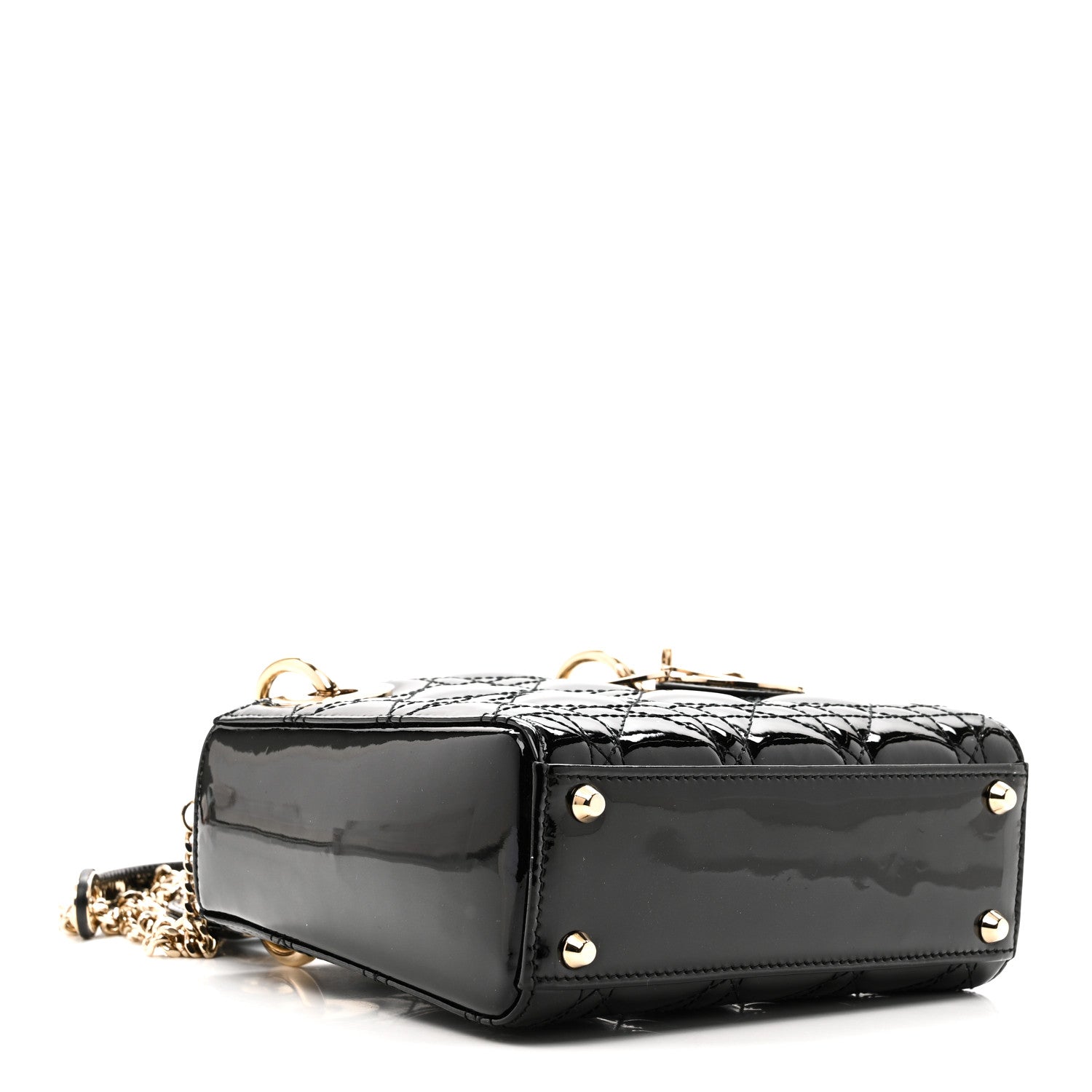 Patent Cannage Mini Lady Dior Black