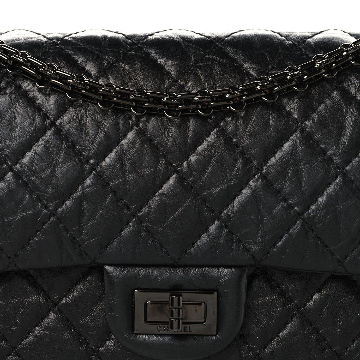 Aged Calfskin Quilted 2.55 Reissue 225 Flap So Black So Black