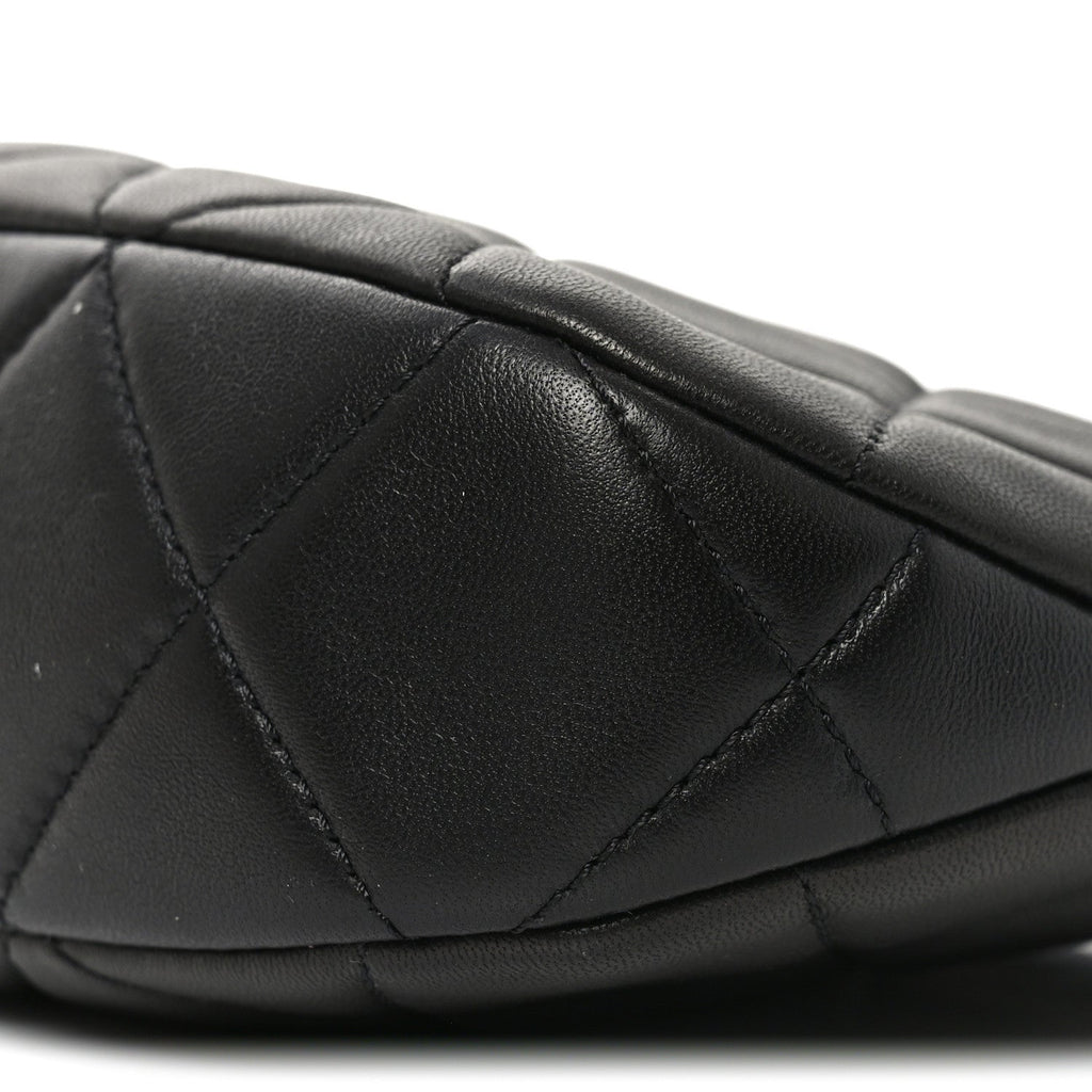 Lambskin Quilted CC Chain Hobo Black