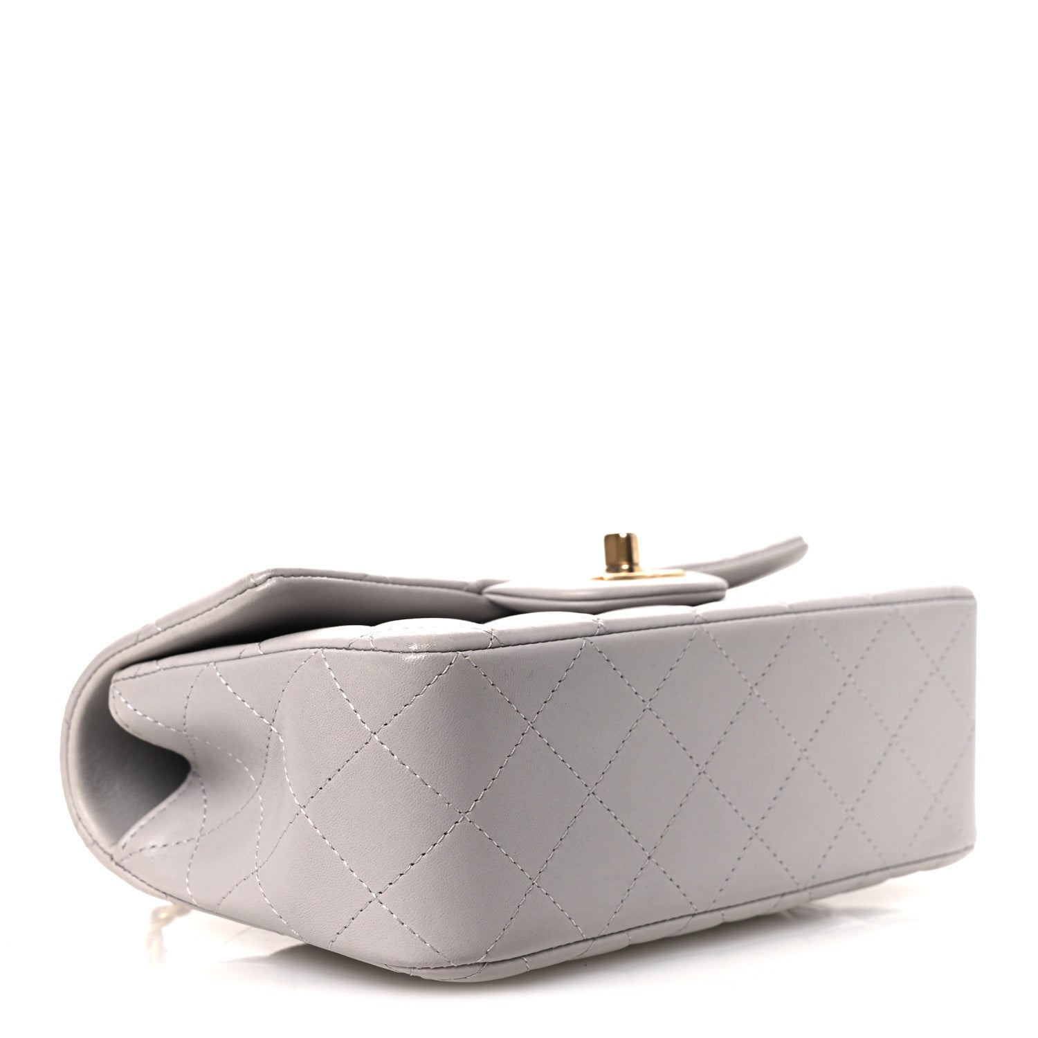 Lambskin Quilted Mini Top Handle Rectangular Flap Grey