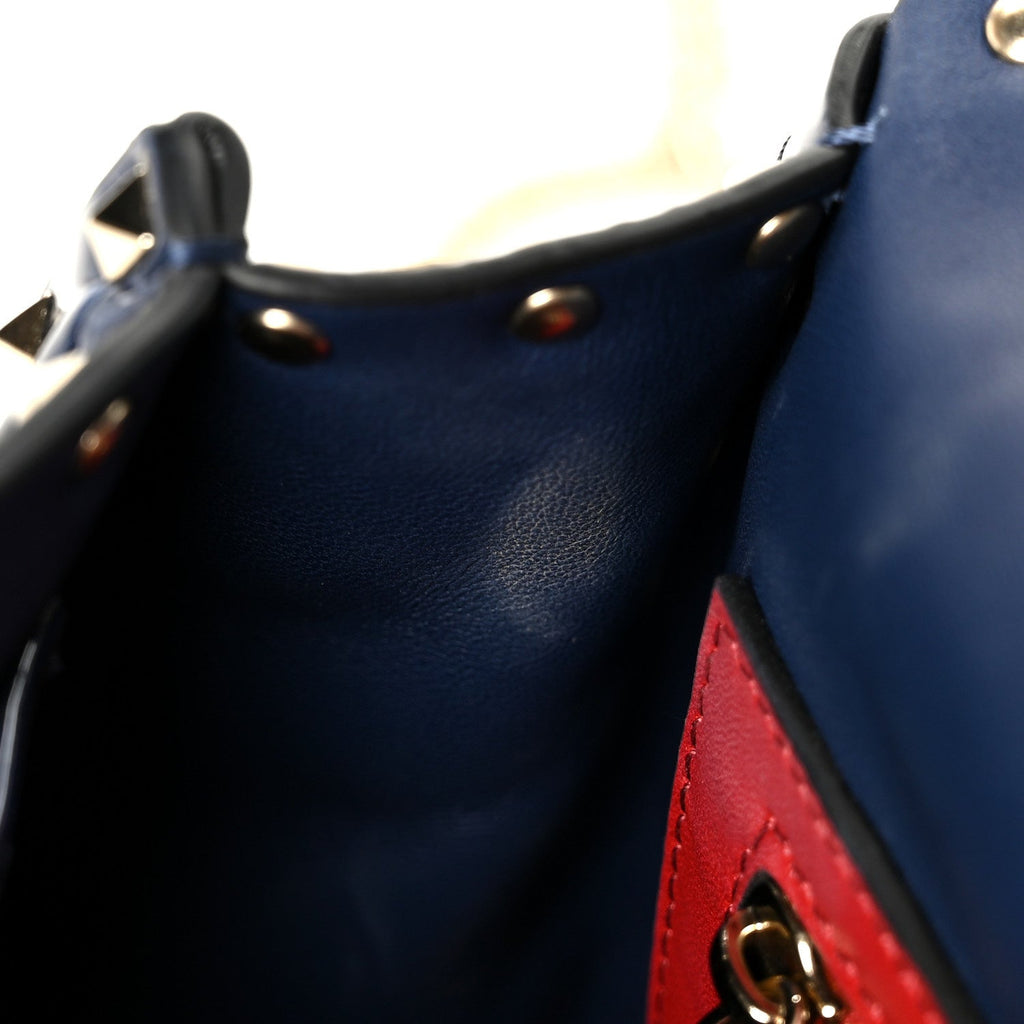 Patent Medium Rockstud Spike Shoulder Bag Pure Blue