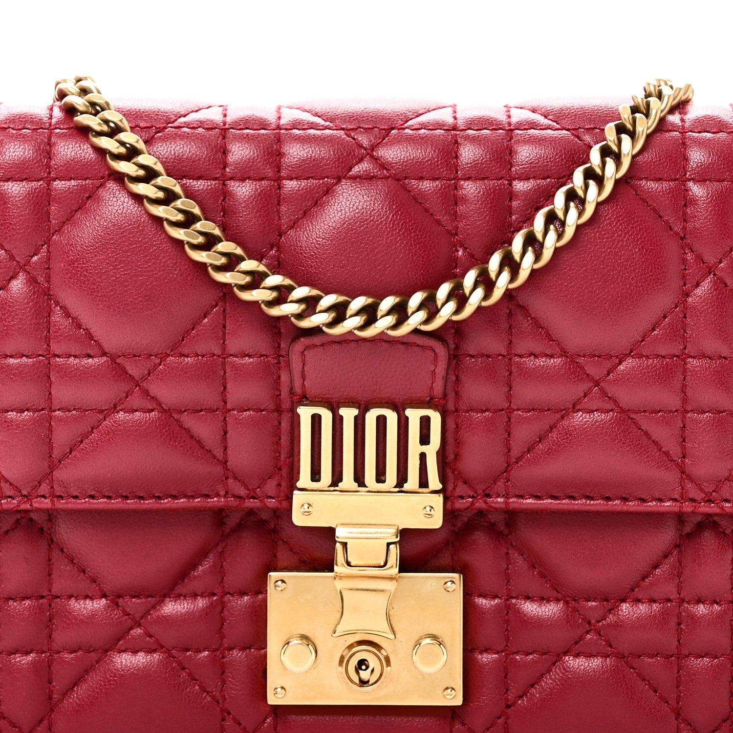 Lambskin Cannage Dioraddict Wallet On Chain Clutch Fuchsia