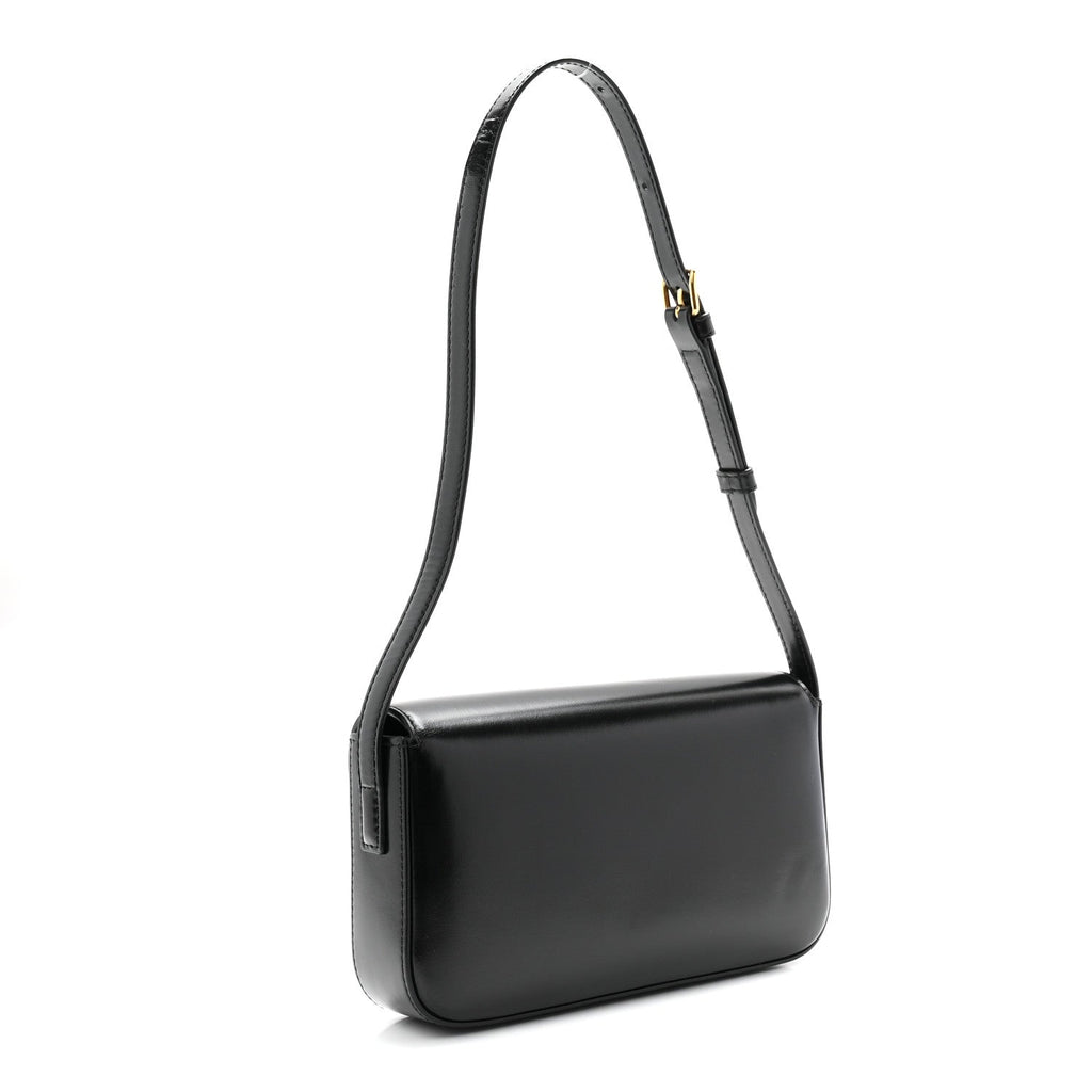 Shiny Calfskin Triomphe Shoulder Bag Black