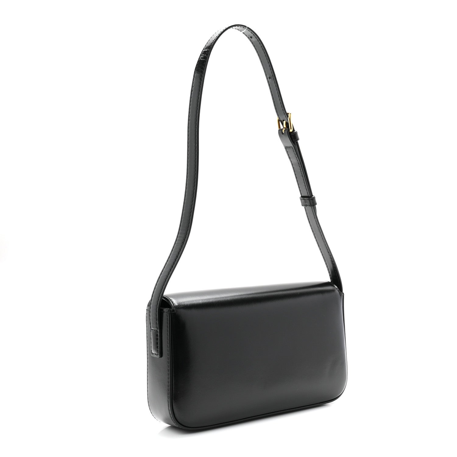 Shiny Calfskin Triomphe Shoulder Bag Black