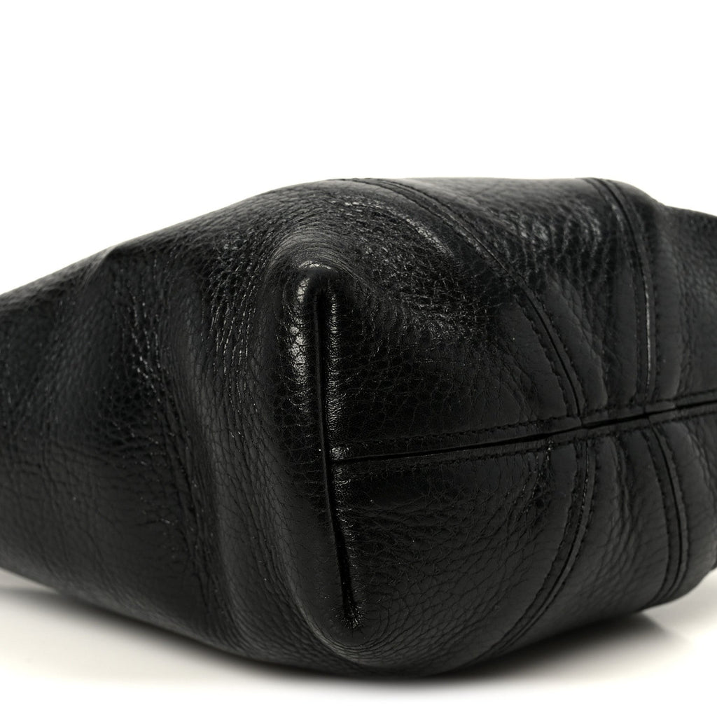 Grained Calfskin Small Spin Tote Black
