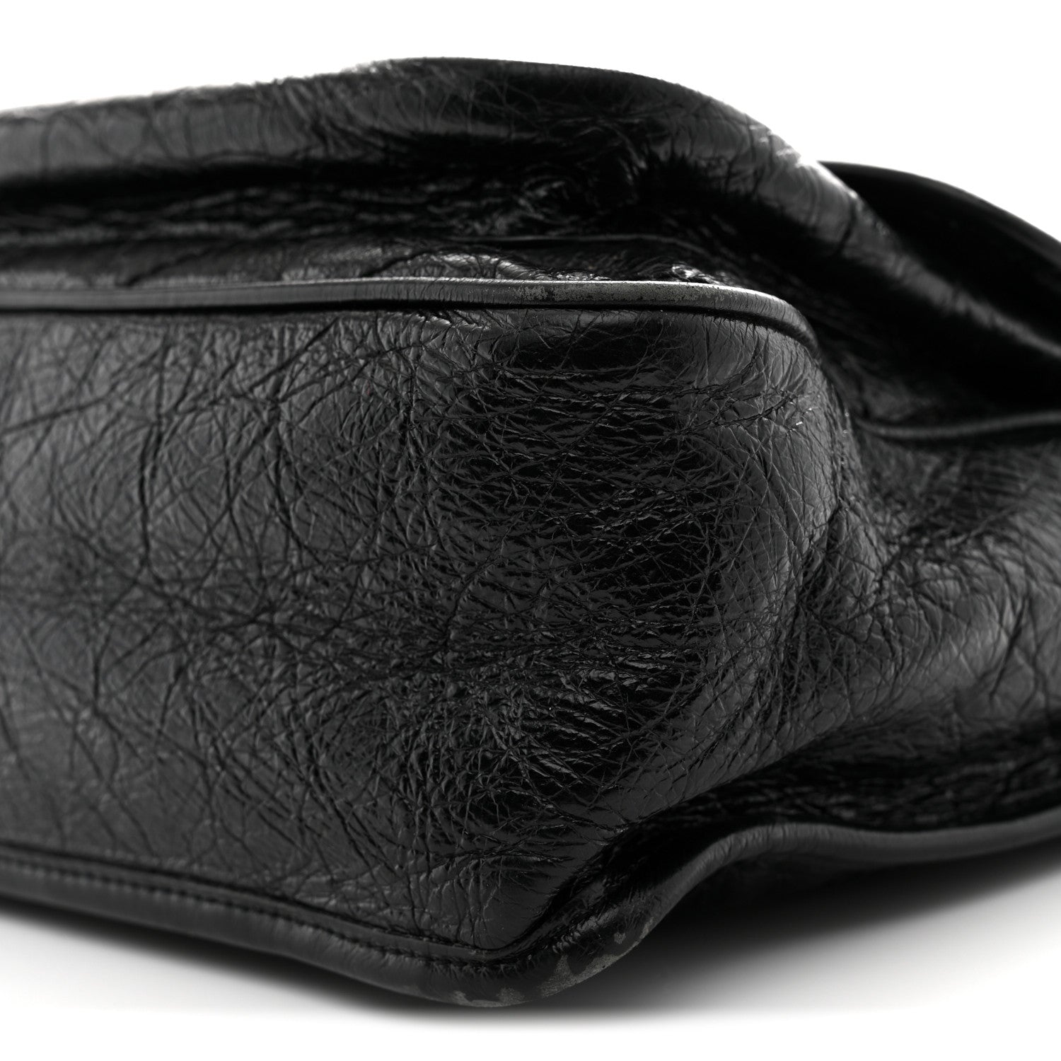 Crinkled Calfskin Matelasse Monogram Medium Niki Chain Satchel Black
