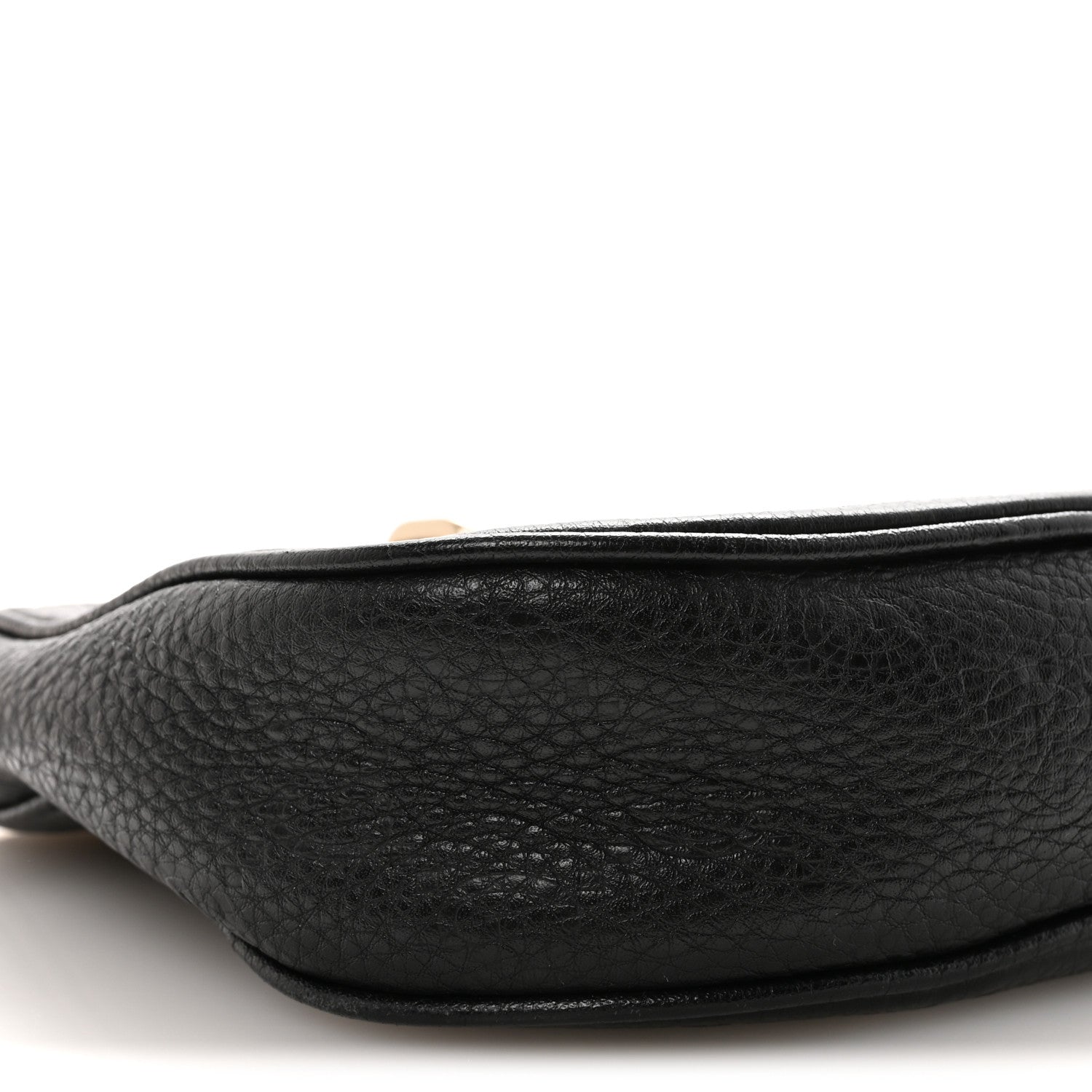 GG Grainy Calfskin Emblem Small Half Moon Shoulder Bag Black