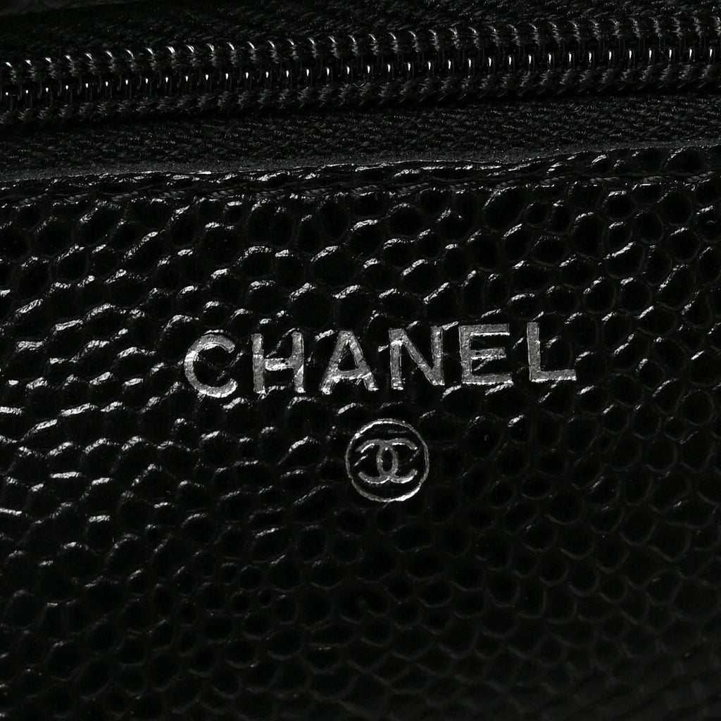 Caviar Quilted Wallet on Chain WOC Black