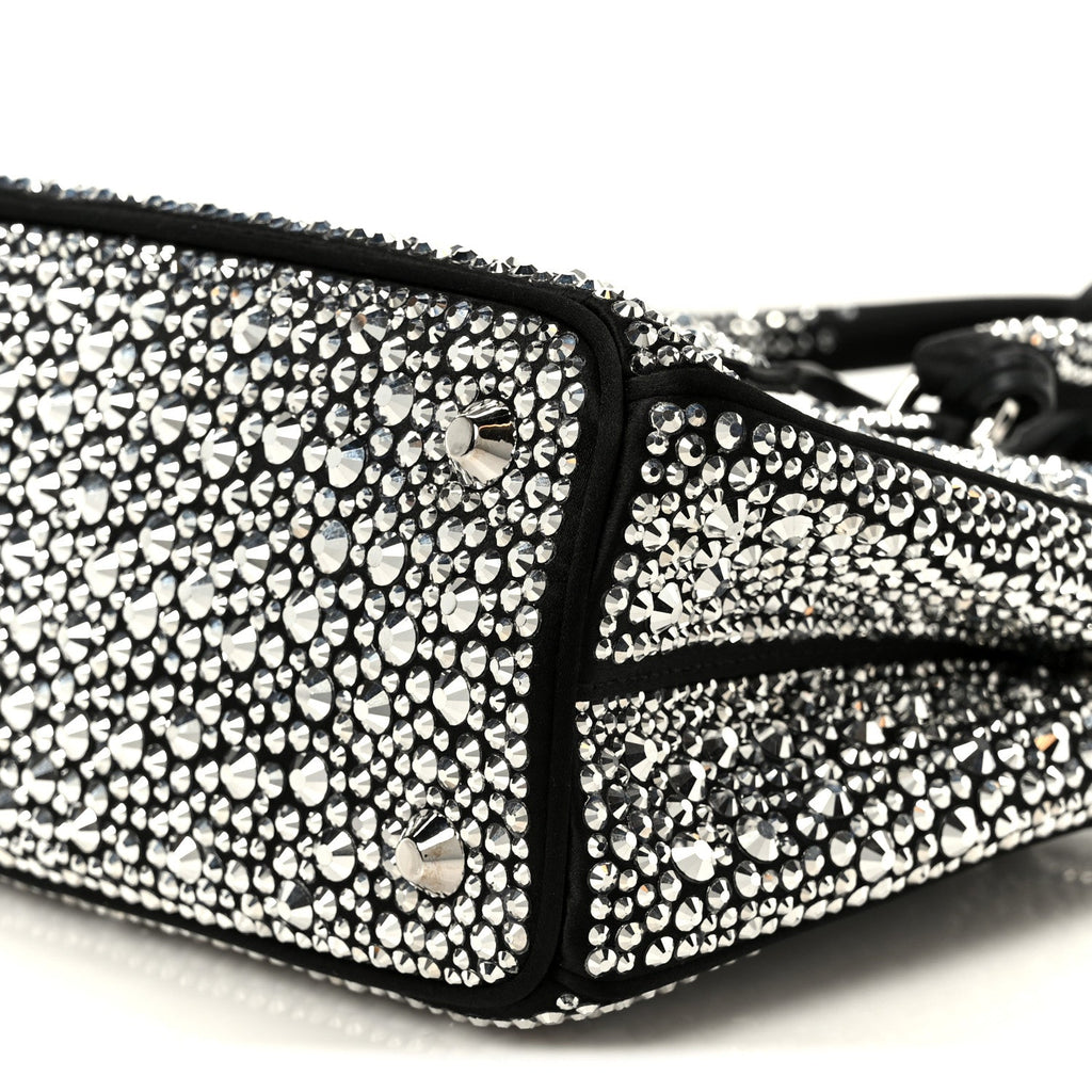 Satin Crystal Mini Galleria Double Zip Tote Metal