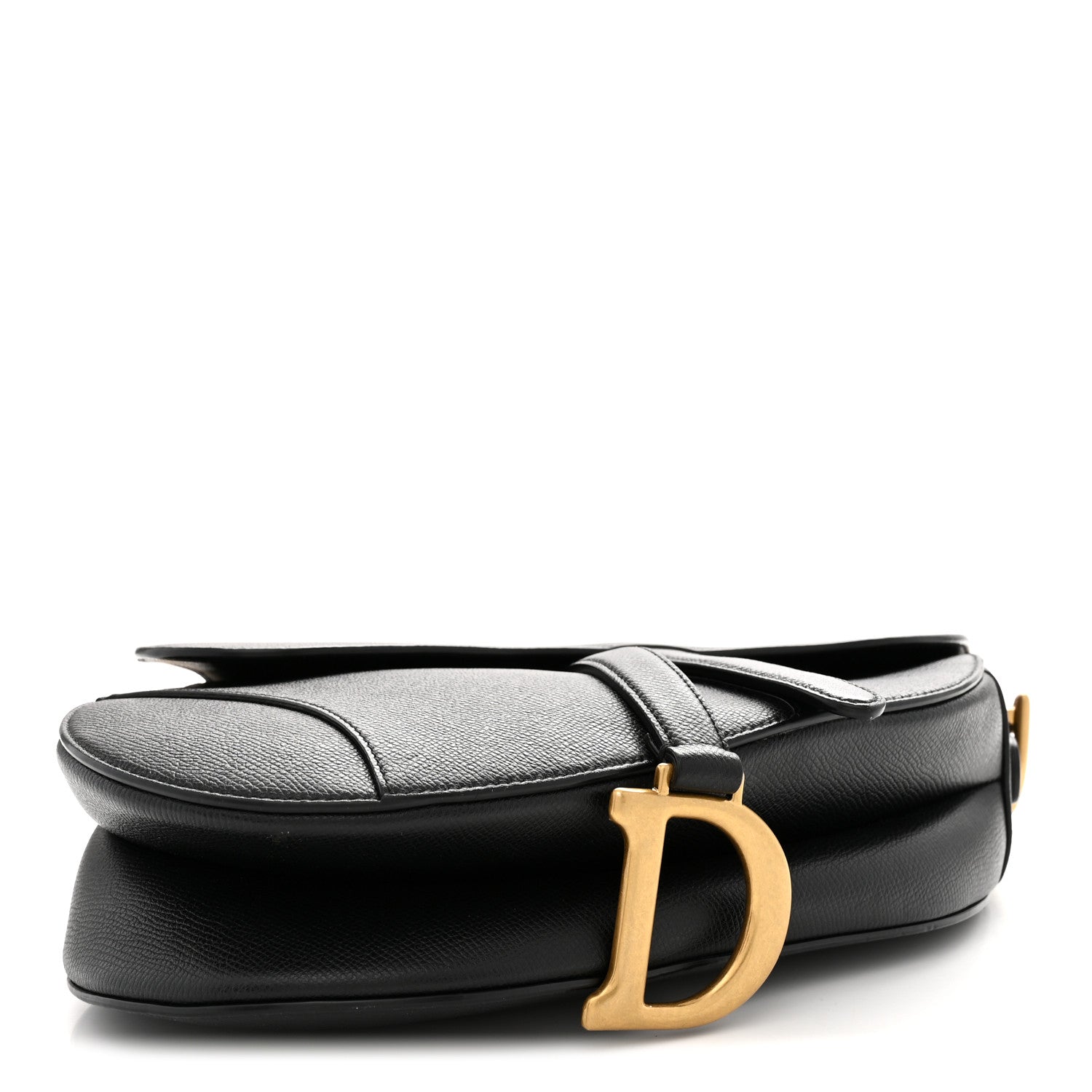 Grained Calfskin Saddle Bag Black