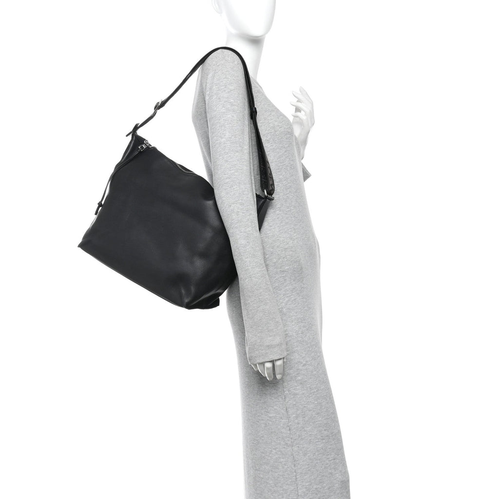 Supple Smooth Calfskin Jacquard Medium Cubi Crossbody Bag Black