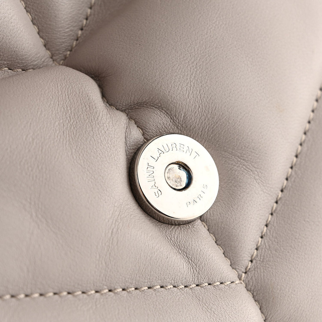 Lambskin Quilted Medium Loulou Puffer Monogram Chain Satchel Blanc Vintage