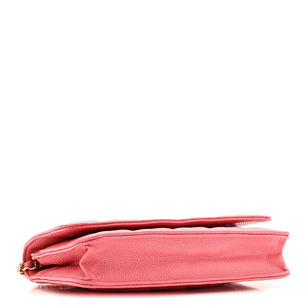 Caviar Quilted Wallet on Chain WOC Pink