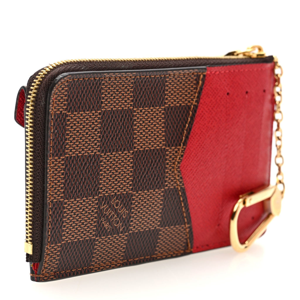 Damier Ebene Recto Verso Card Holder Red