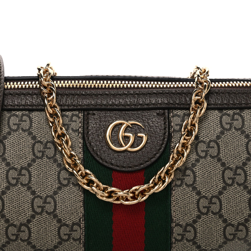 GG Supreme Monogram Textured Dollar Calfskin Web Small Ophidia Blondie Barrel shoulder Bag Beige New Acero
