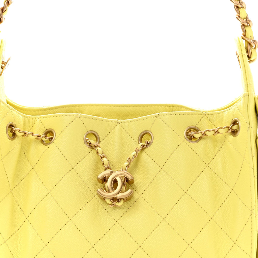 Caviar Quilted Mini Chanel 25 Handbag Yellow