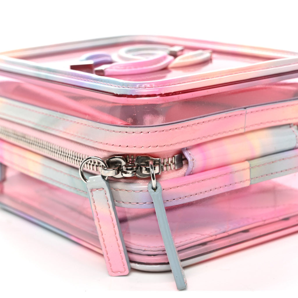 PVC Patent Calfskin Patent Lambskin Vertical Vanity Case Pink