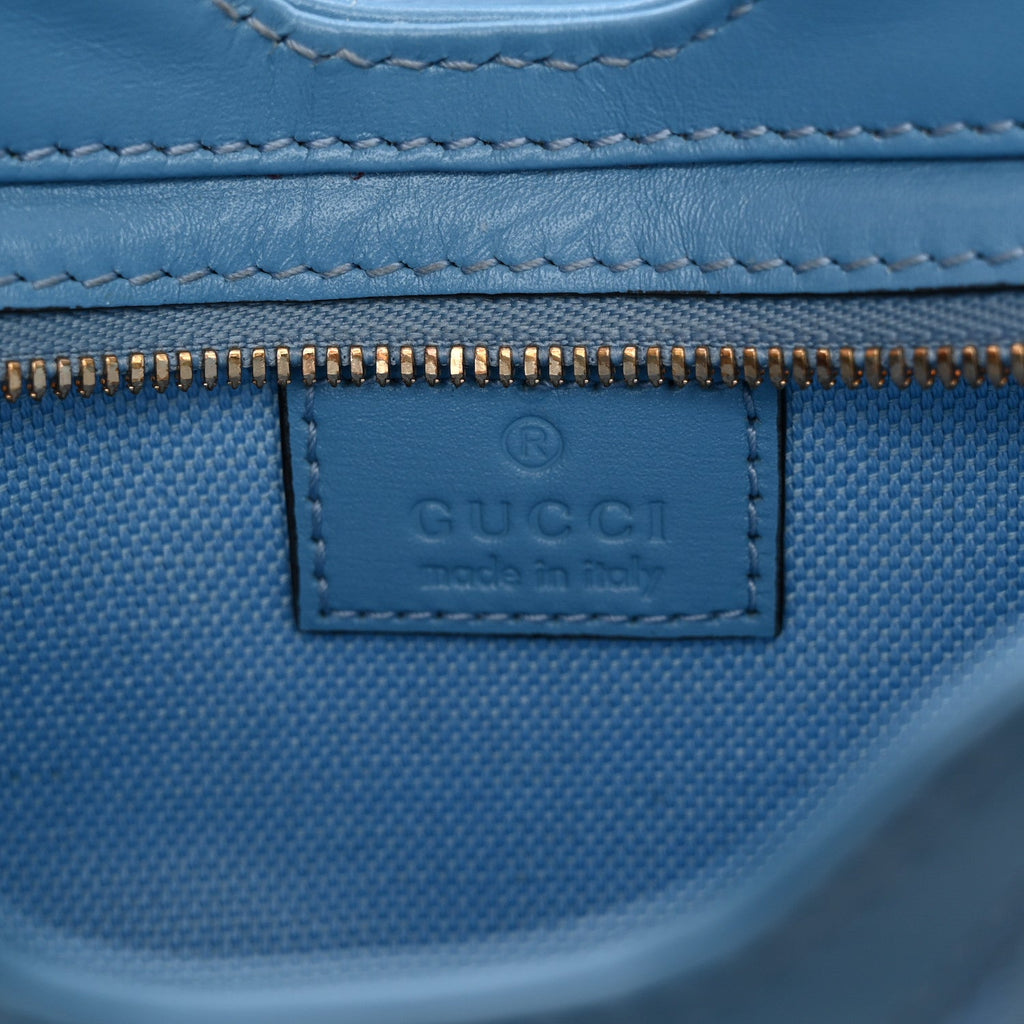 Calfskin Monogram Mini Moon Side Shoulder Bag Blue