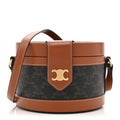 Calfskin Triomphe Canvas Medium Tambour Bag Tan