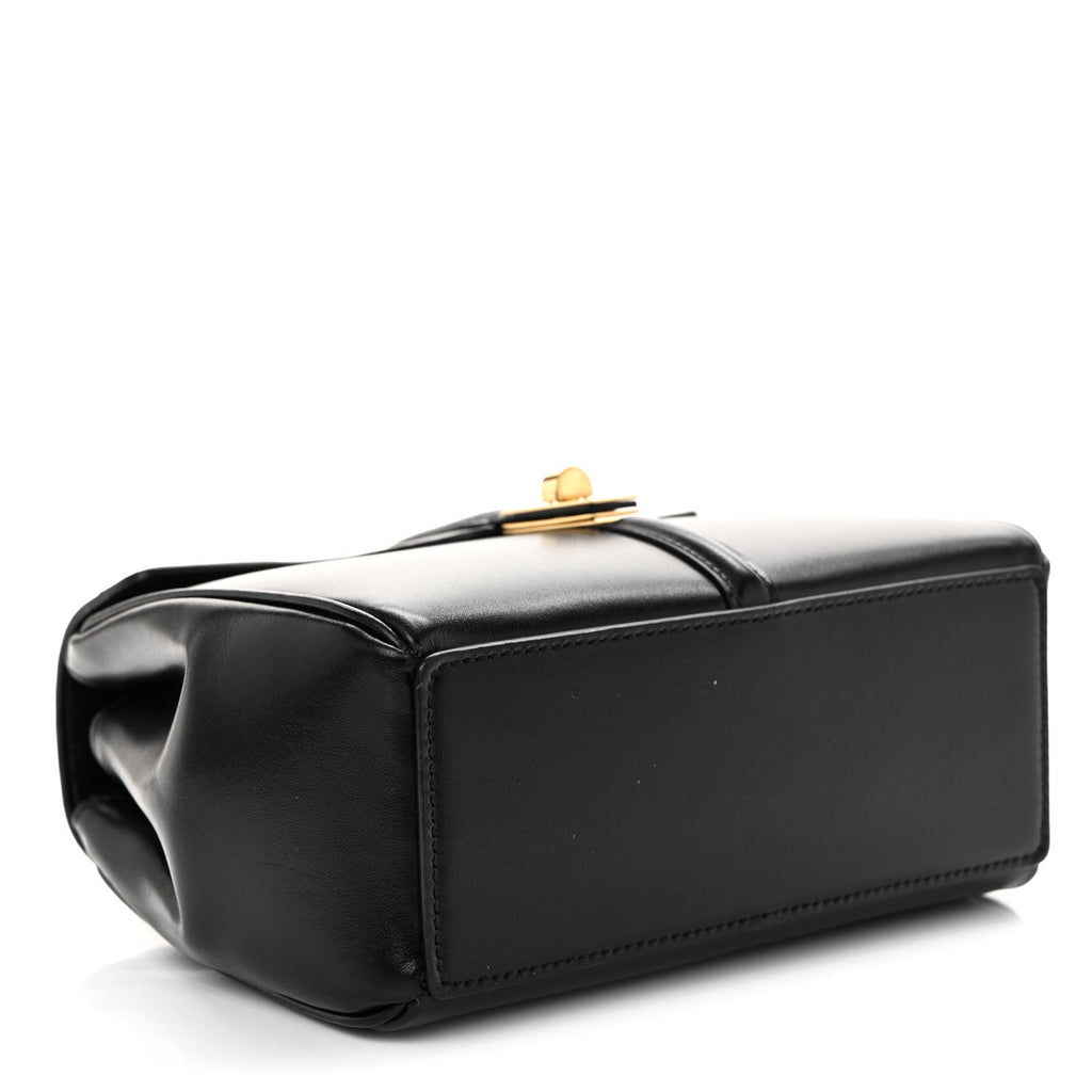 Satinated Calfskin Mini 16 Top Handle Bag Black