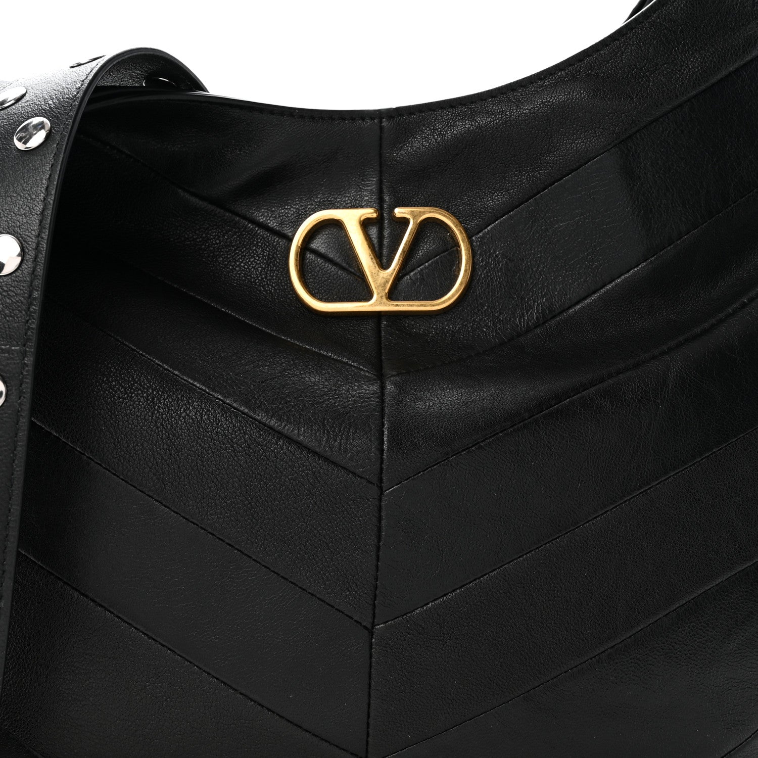 Shiny Nappa Chevron Patchwork Small Hoboho Bag Black