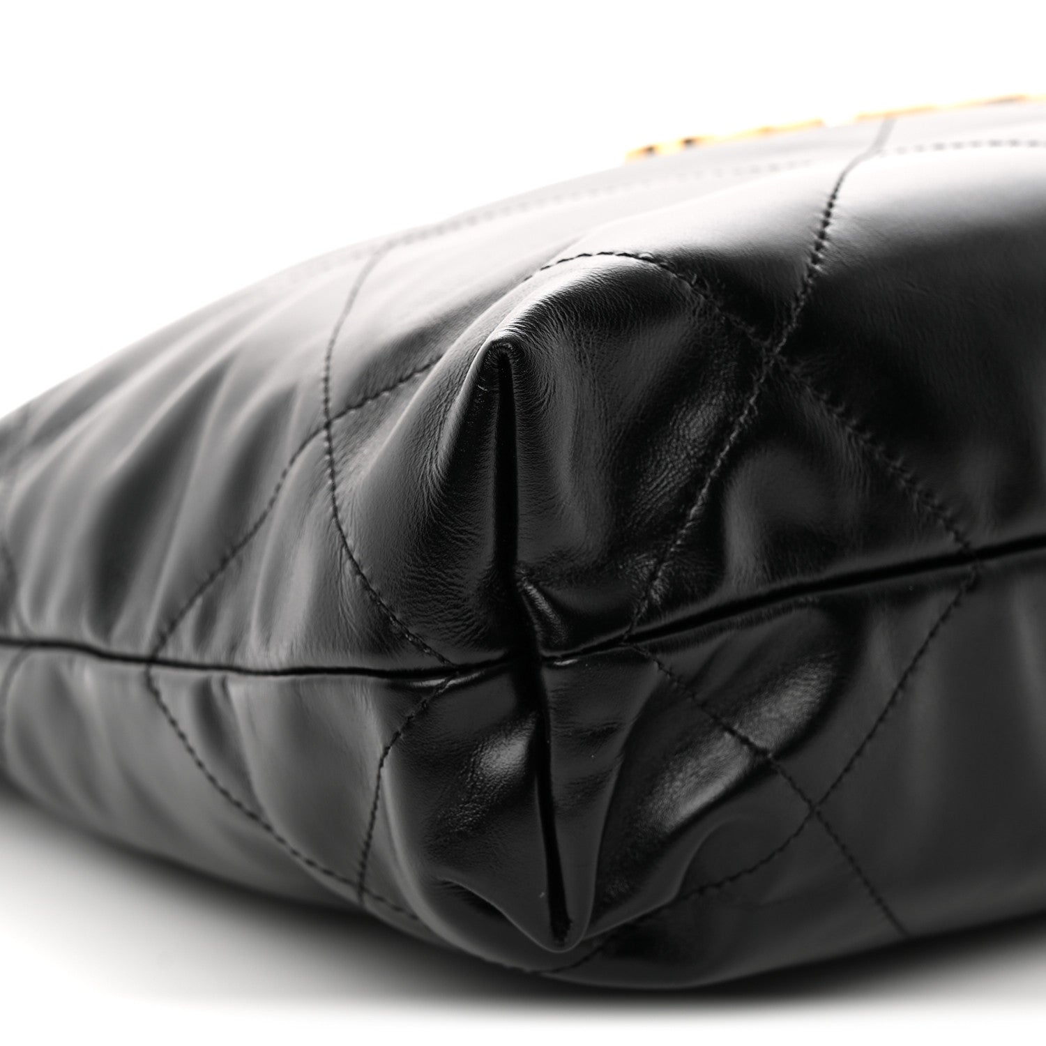 Shiny Calfskin Quilted Small Chanel 22 Black