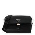 Re-Nylon Saffiano Triangle Shoulder Bag Black