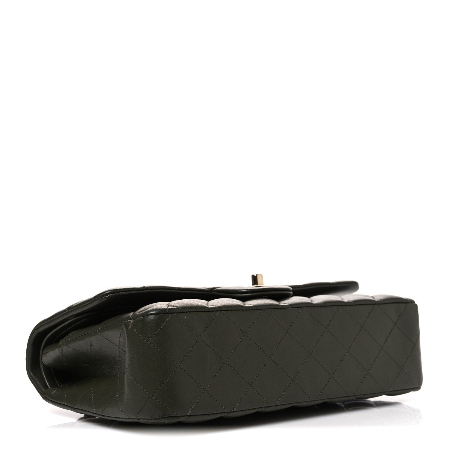 Lambskin Quilted Medium Double Flap Khaki