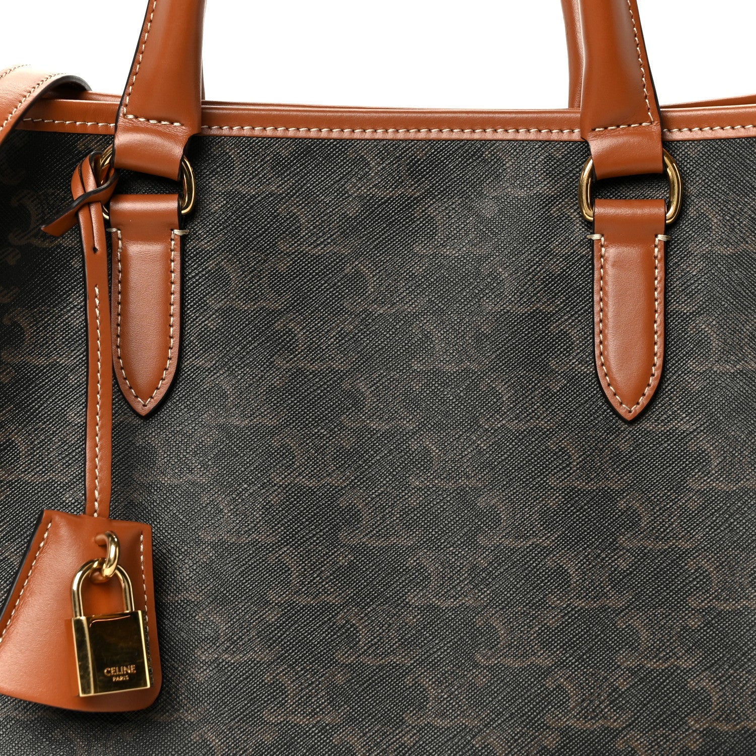 Triomphe Canvas Calfskin Mini Horizontal Cabas Tan